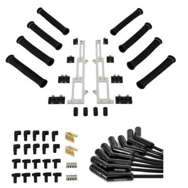 Machined Aluminum Plug Wire Divider Kit, Satin w/ Spark Plug Wires